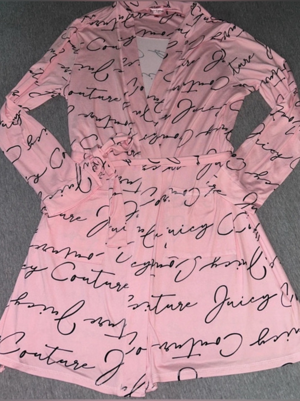 Juicy Couture Light Pink Script Tie-Waist Robe